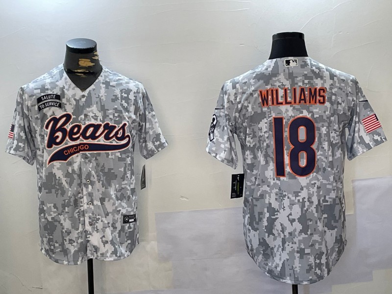 Men's Chicago Bears Caleb Williams #18 Arctic Camo 2024 Salute to Service Jersey